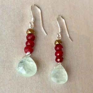 New Aquamarine Ruby Sterling earrings